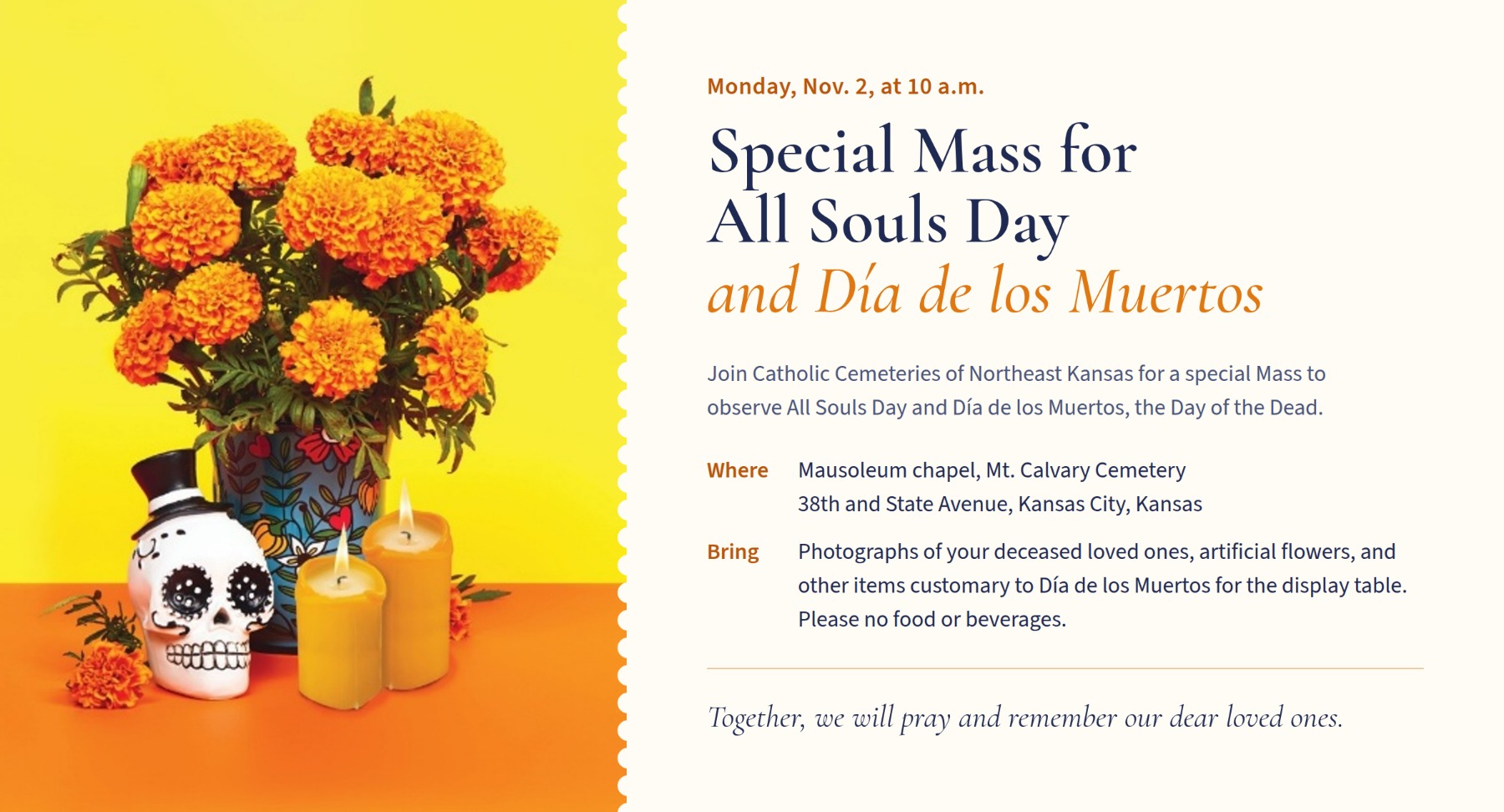 Special Mass, Nov. 2, to observe All Souls Day and Día de los Muertos
